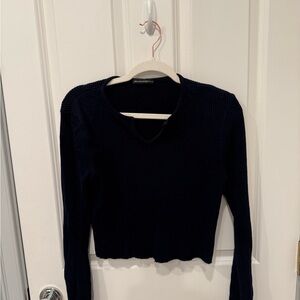 Brandy Melville Navy Ribbed Top